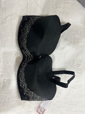 Cacique Black Smooth Lace-Trim T-Shirt Bra